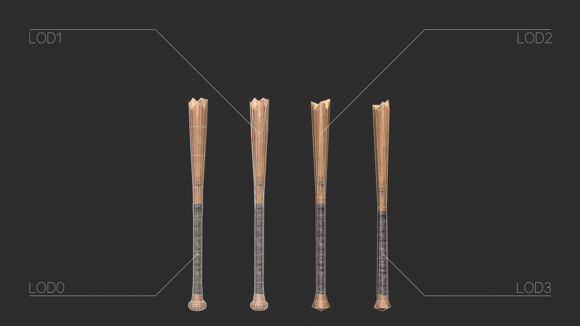 Baseball Bats Assets 02 Low-poly 3D model_19