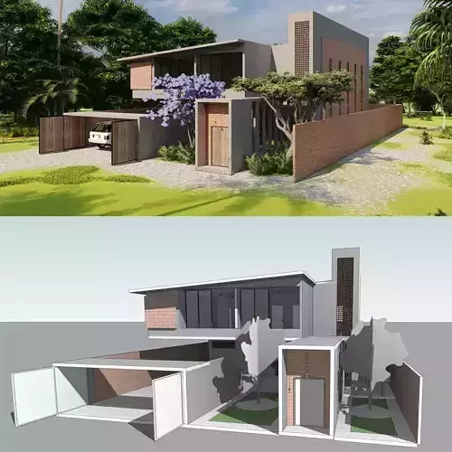 Revit modern house 3D model