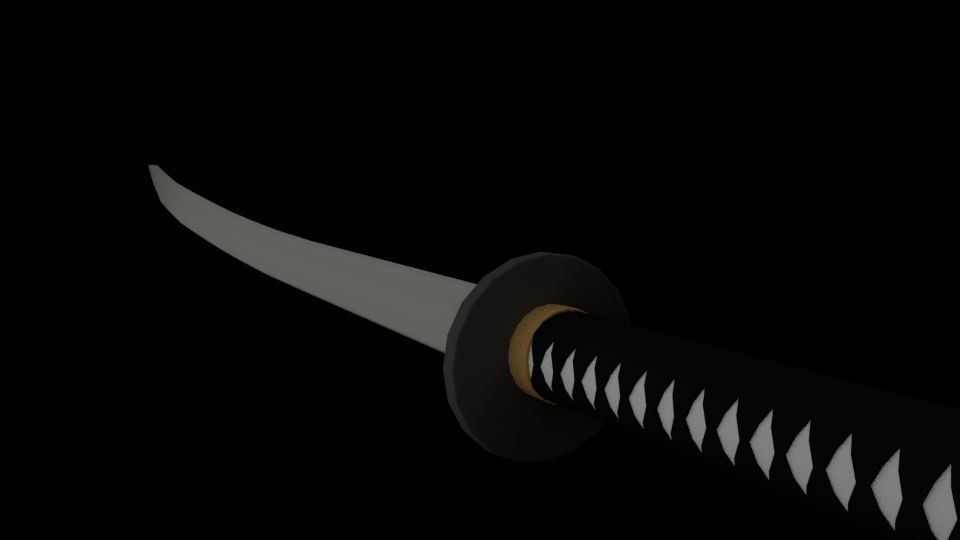 Low Poly Katana samurai sword Low-poly 3D model_6
