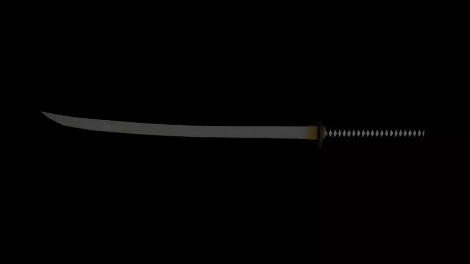 Low Poly Katana samurai sword Low-poly 3D model_0