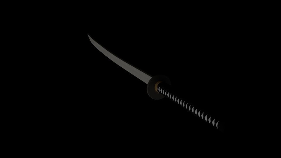Low Poly Katana samurai sword Low-poly 3D model_3