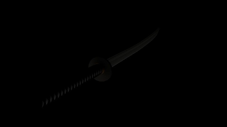 Low Poly Katana samurai sword Low-poly 3D model_4