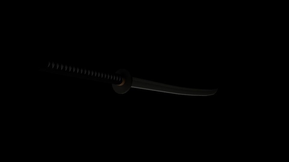 Low Poly Katana samurai sword Low-poly 3D model_5