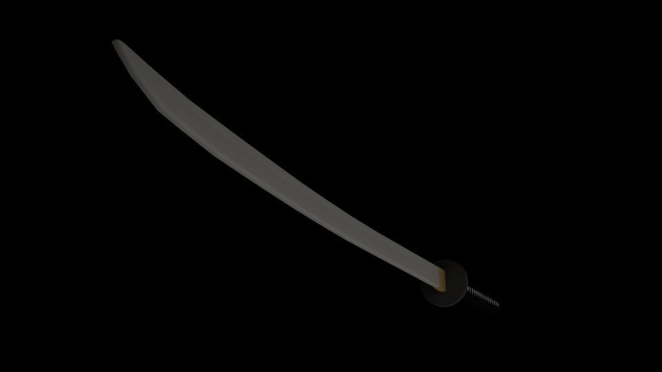 Low Poly Katana samurai sword Low-poly 3D model_7
