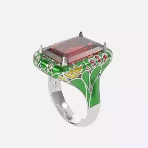 flower ring with enamel