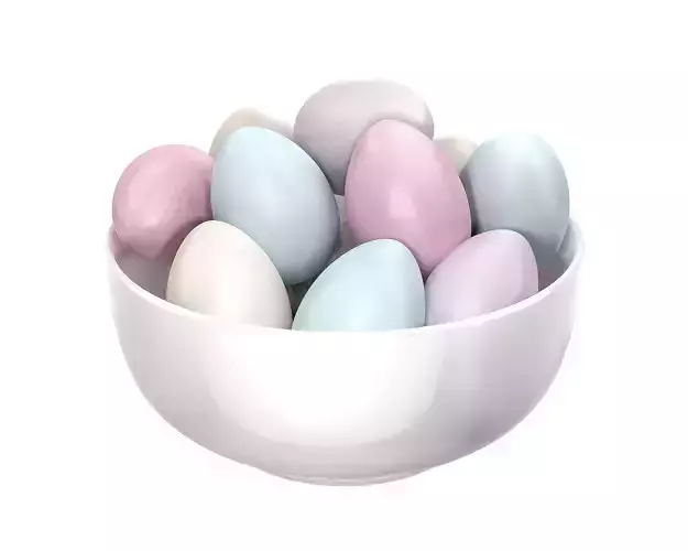 White Bowl with Easter Eggs 3D model