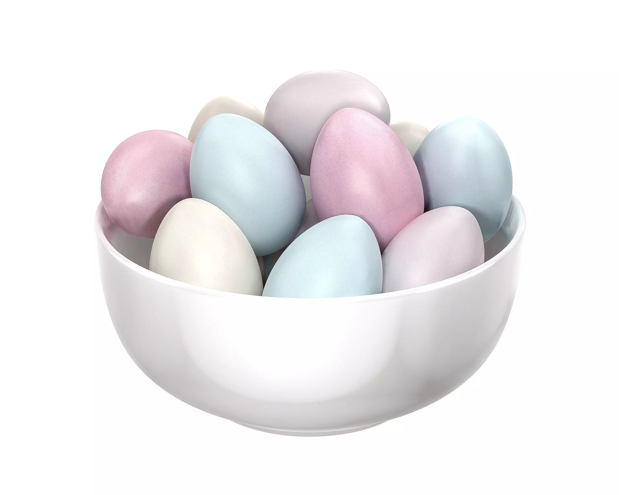 White Bowl with Easter Eggs 3D model_0
