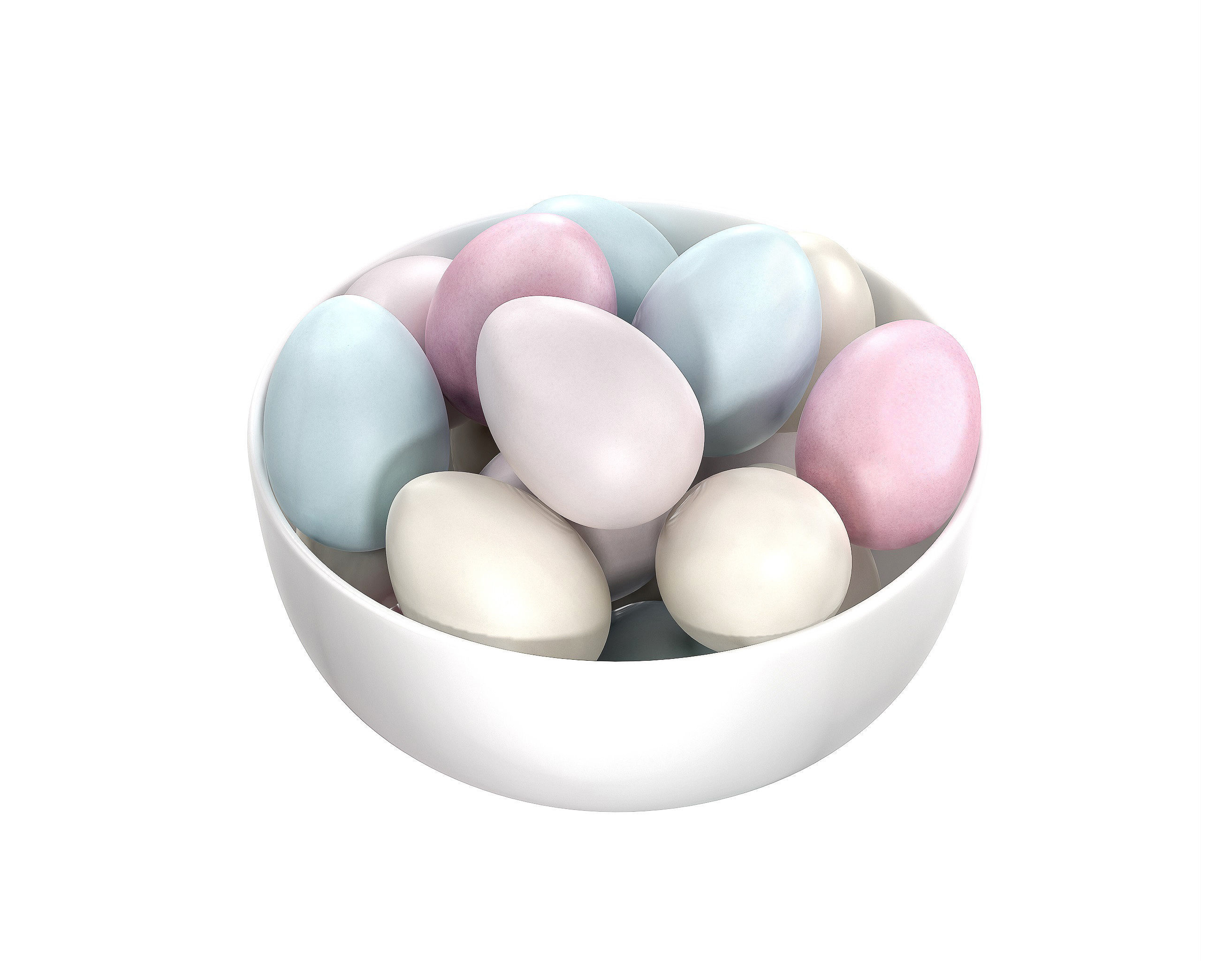 White Bowl with Easter Eggs 3D model_2