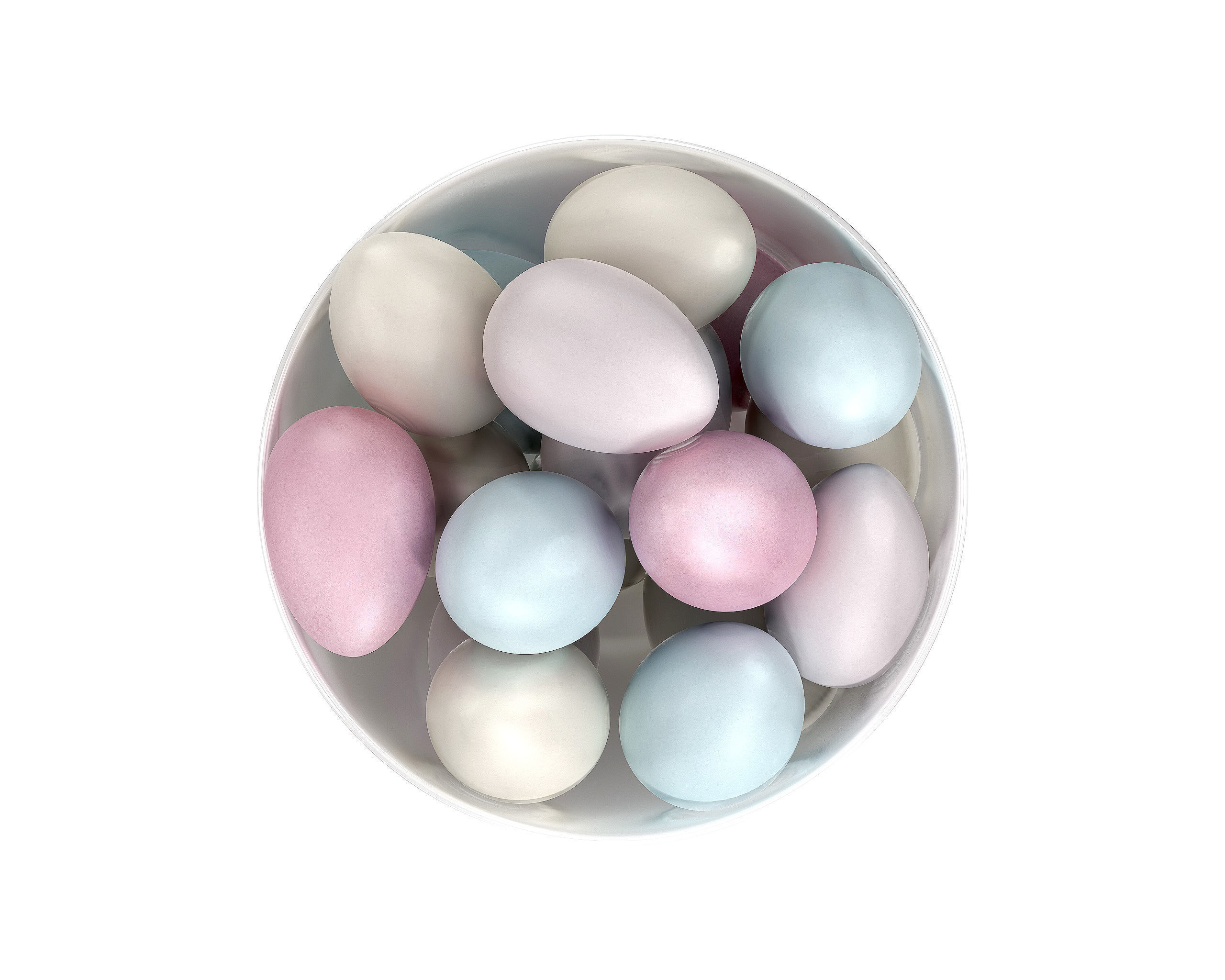 White Bowl with Easter Eggs 3D model_1