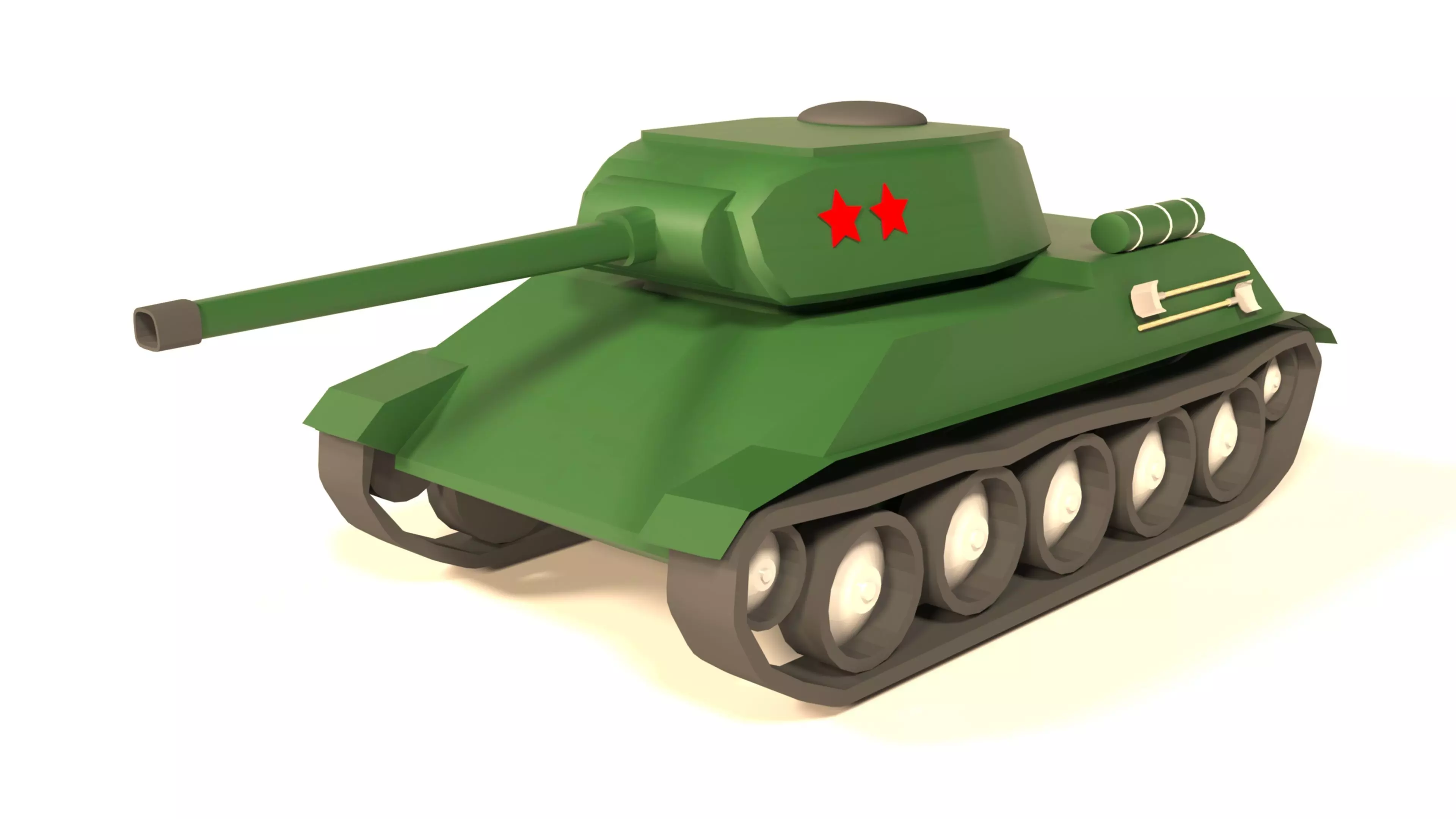 Old tank t-34 cartoon Low-poly 3D model