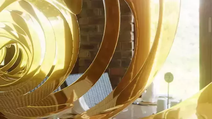 3D Glass gold spiral sculpture