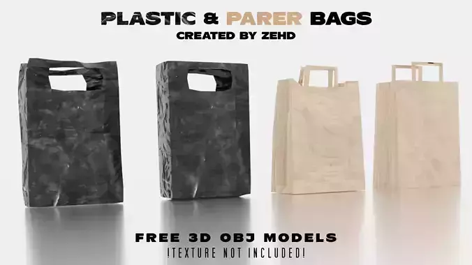 Plastic e Papers bags Free 3D model