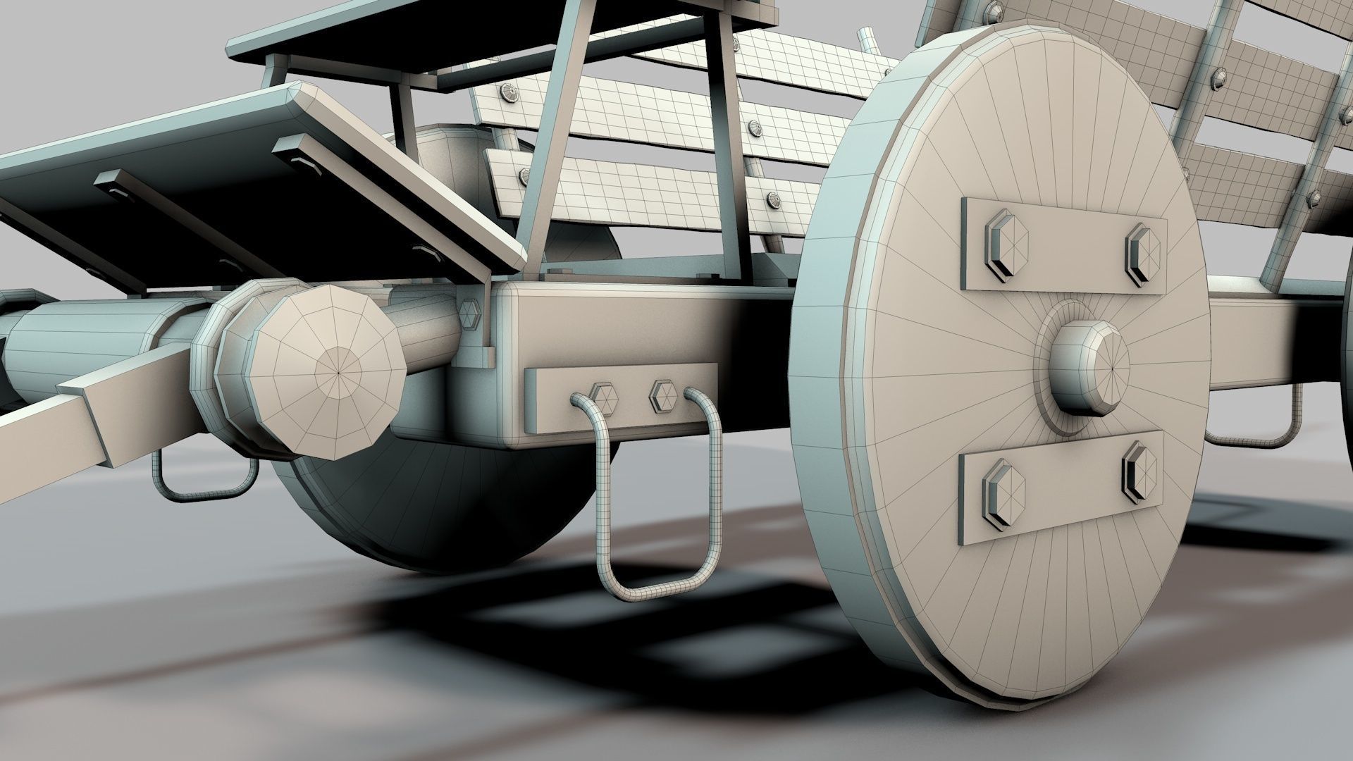 Old Wooden Log Cart 3D model_18