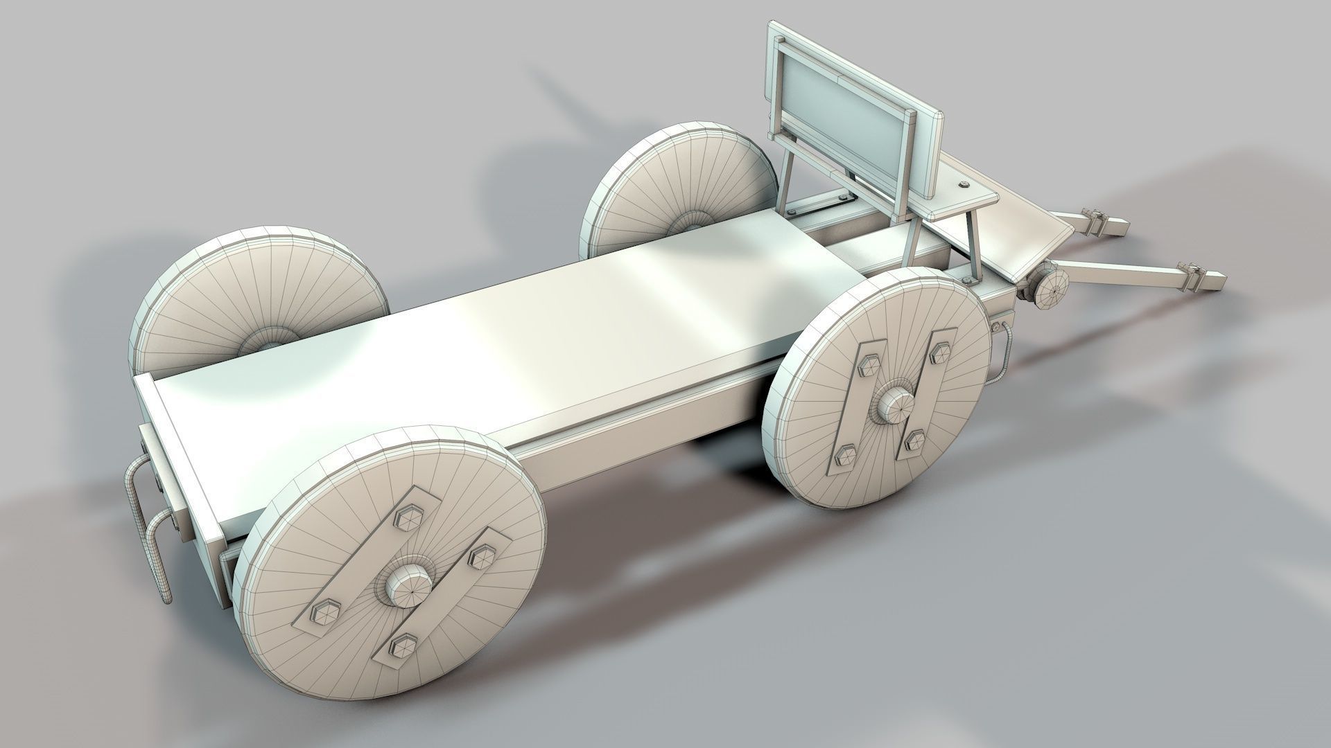 Old Wooden Log Cart 3D model_14