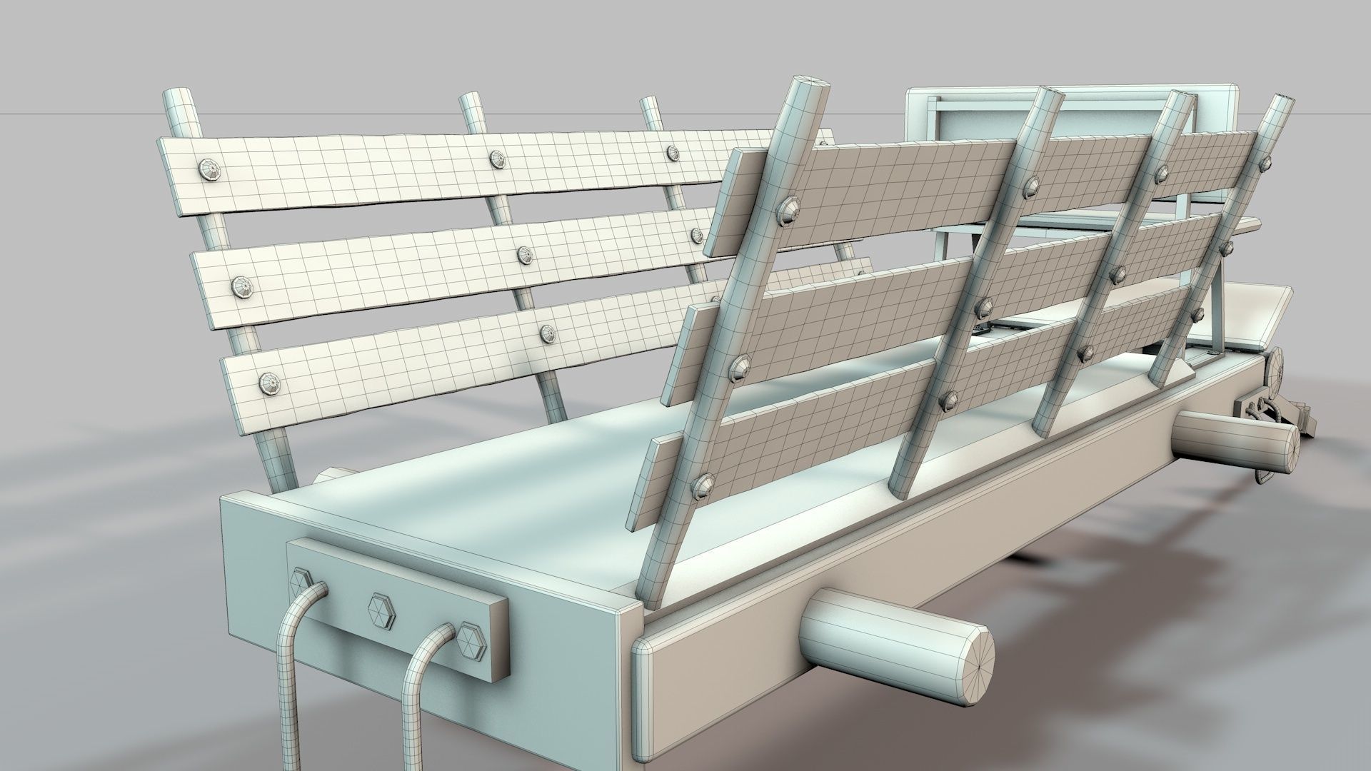 Old Wooden Log Cart 3D model_16