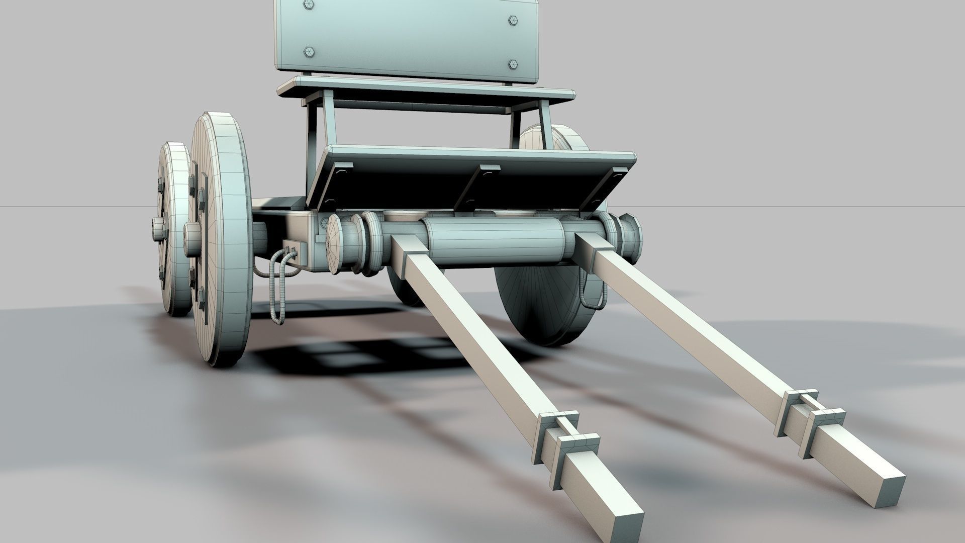 Old Wooden Log Cart 3D model_15