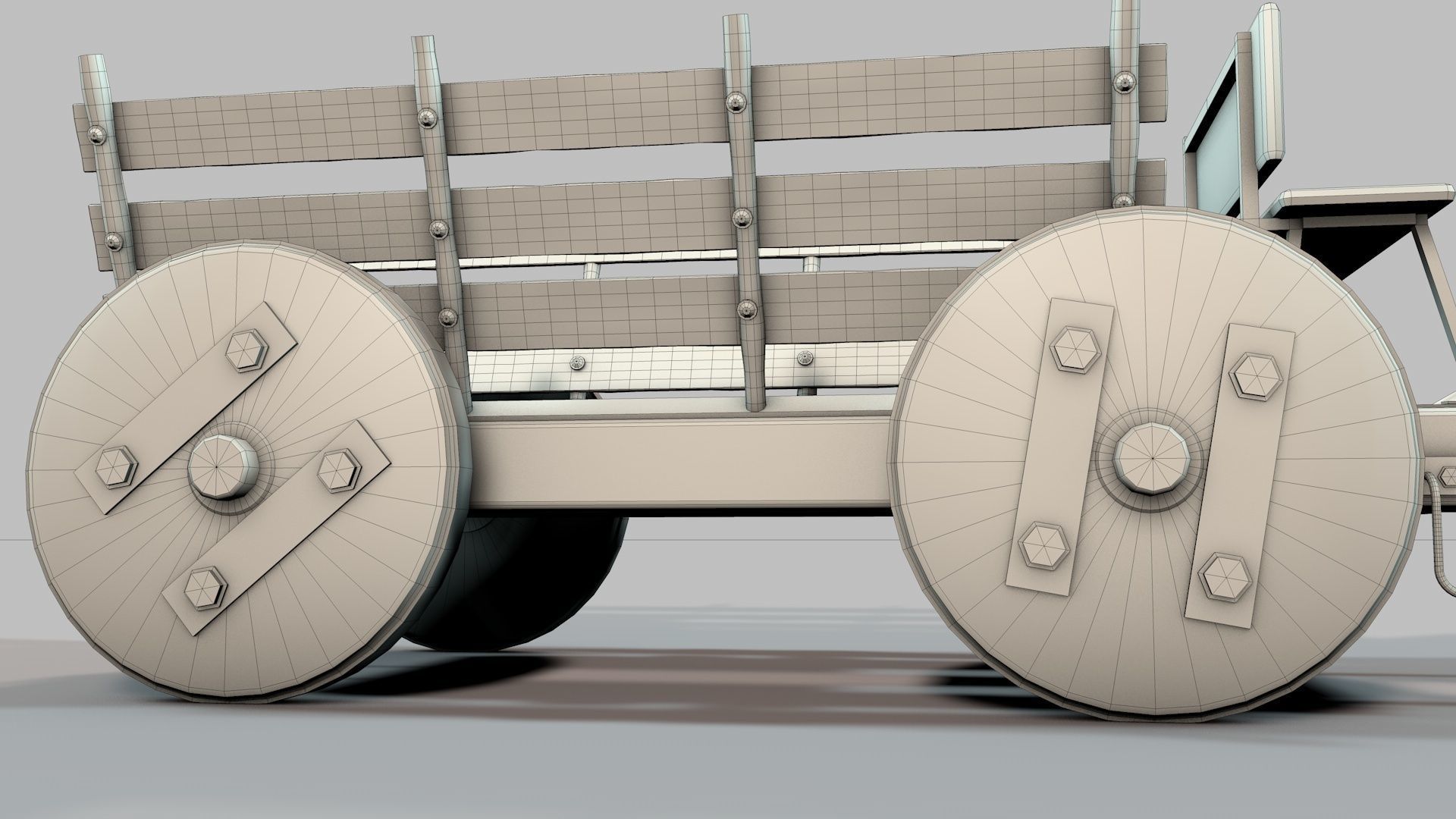 Old Wooden Log Cart 3D model_17