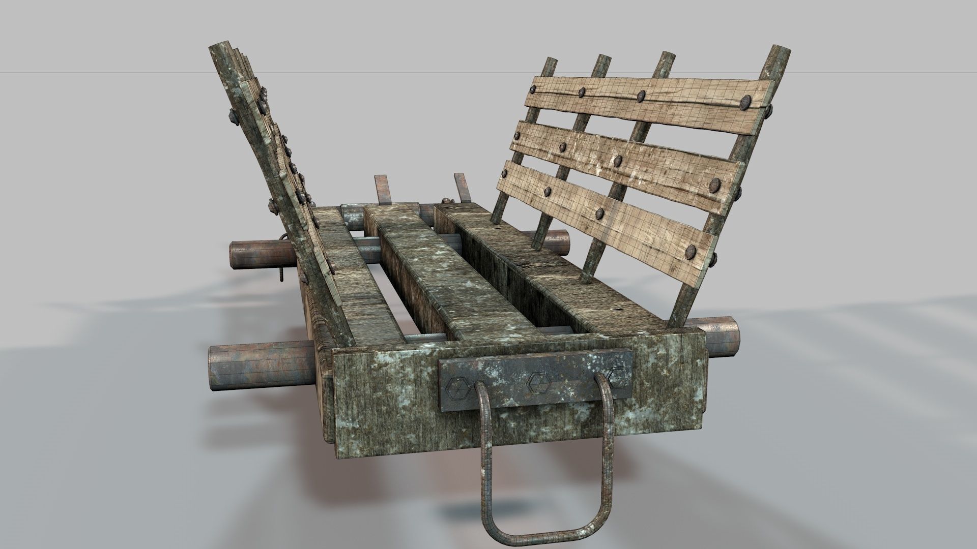 Old Wooden Log Cart 3D model_11