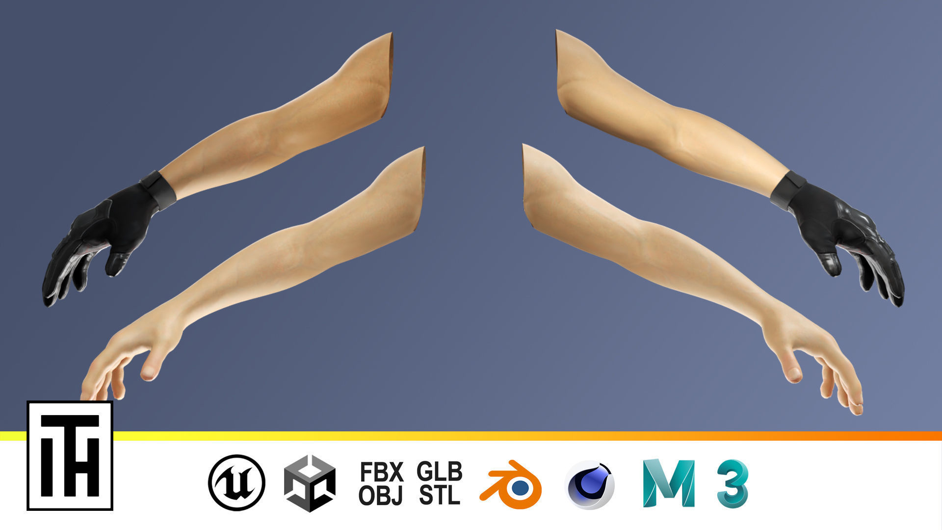 FPS Glove Tactical 3 Low-poly 3D model_1