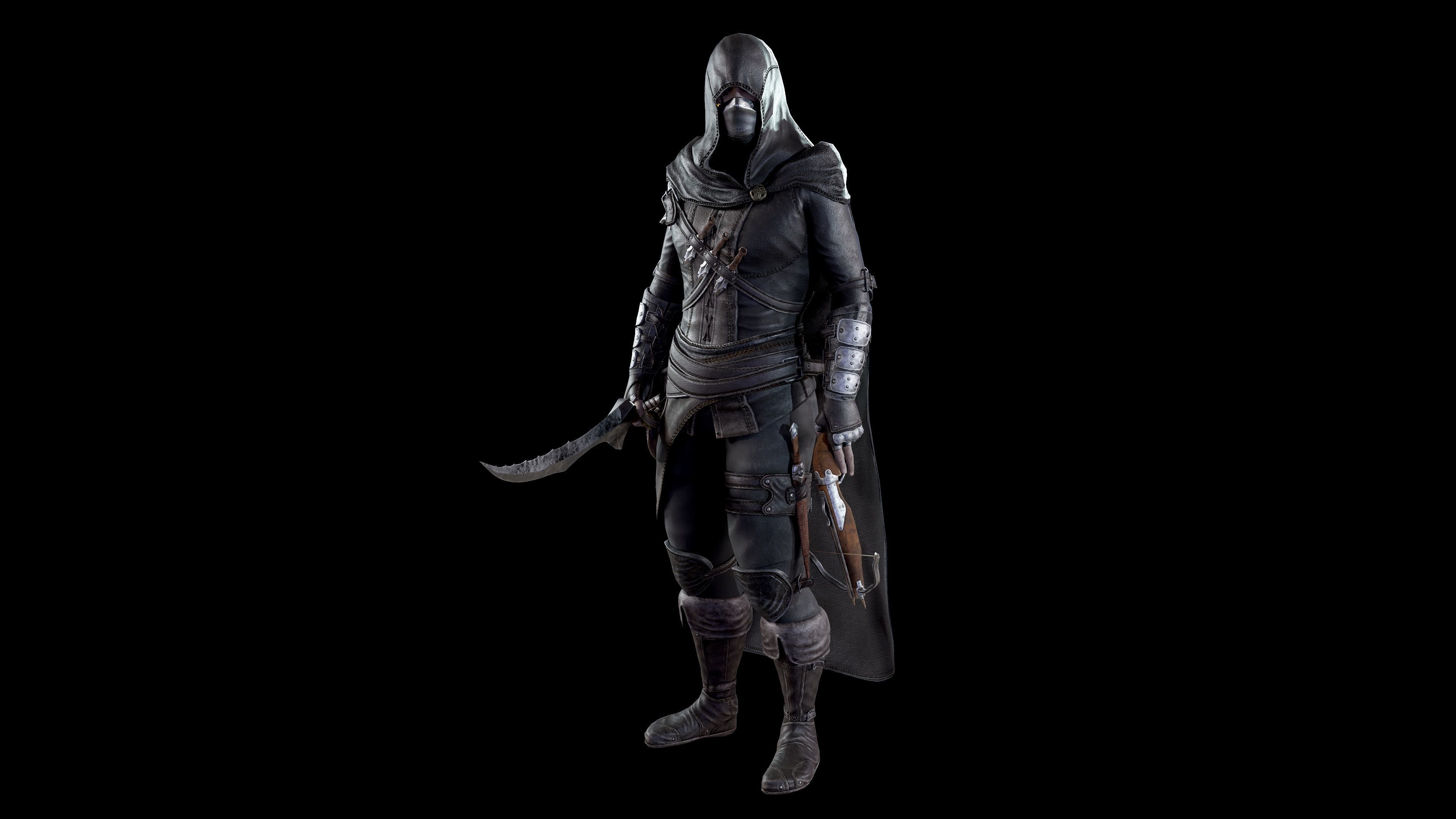 Assassin Low-poly 3D model_9