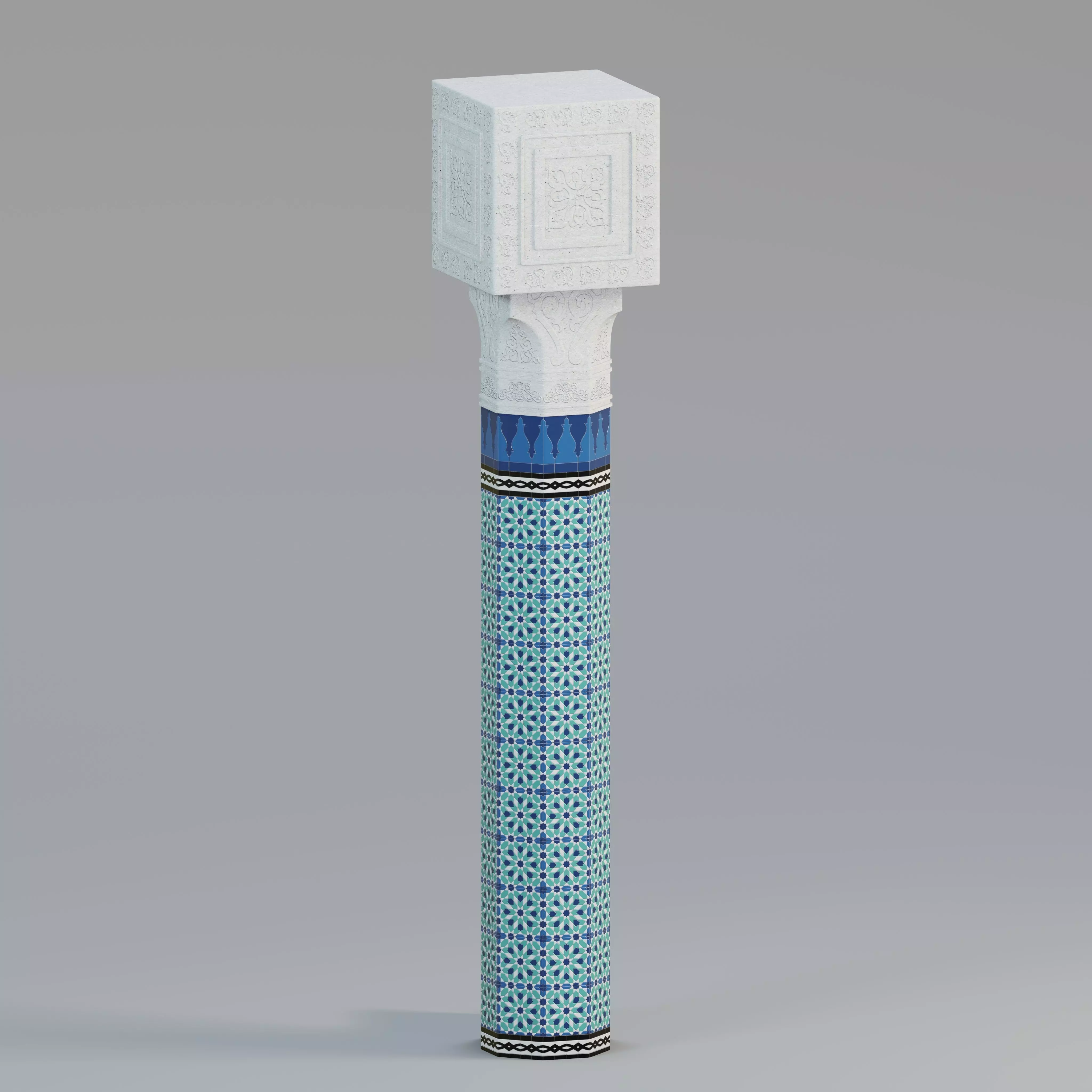 Moroccan tiled pillar 3D model_0