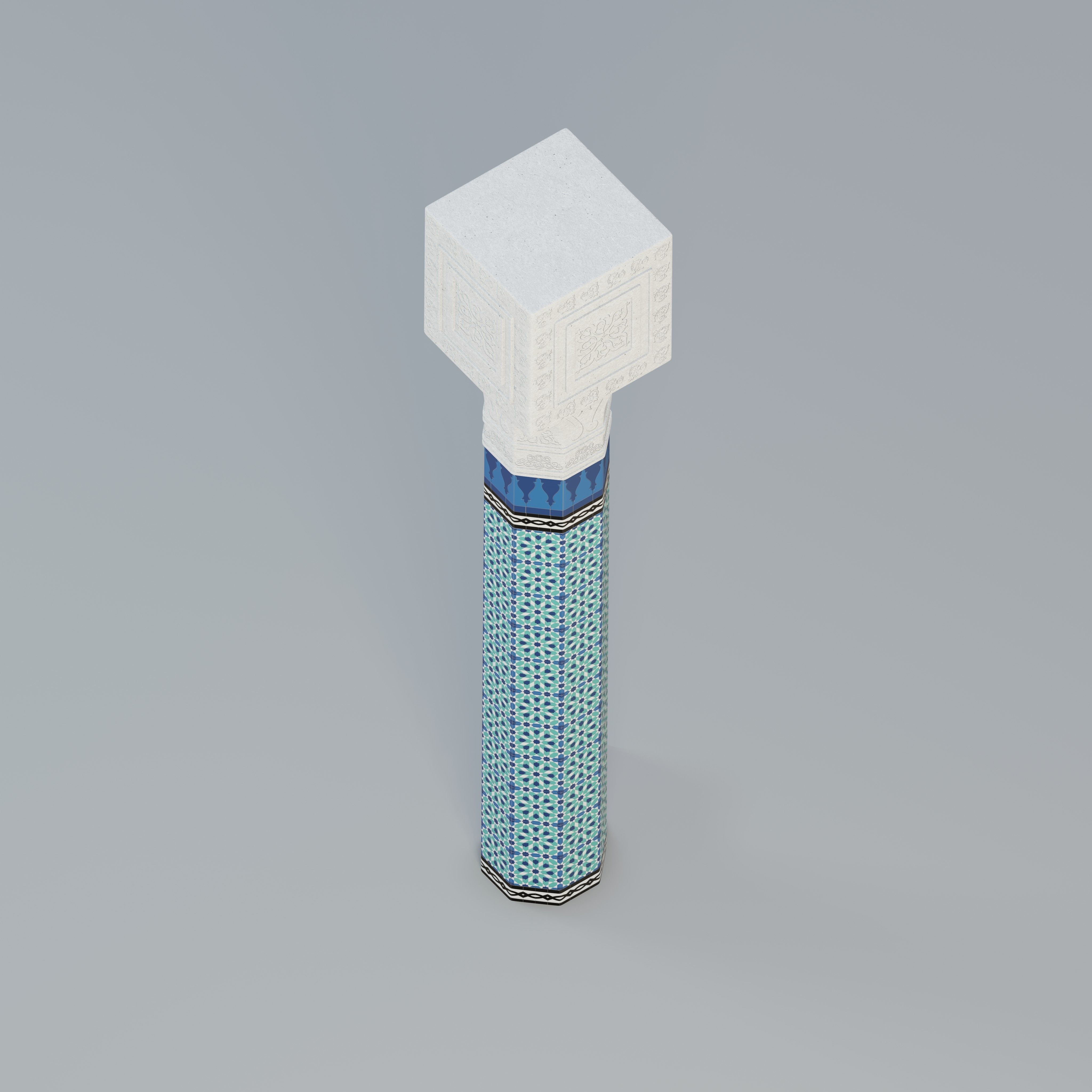 Moroccan tiled pillar 3D model_1