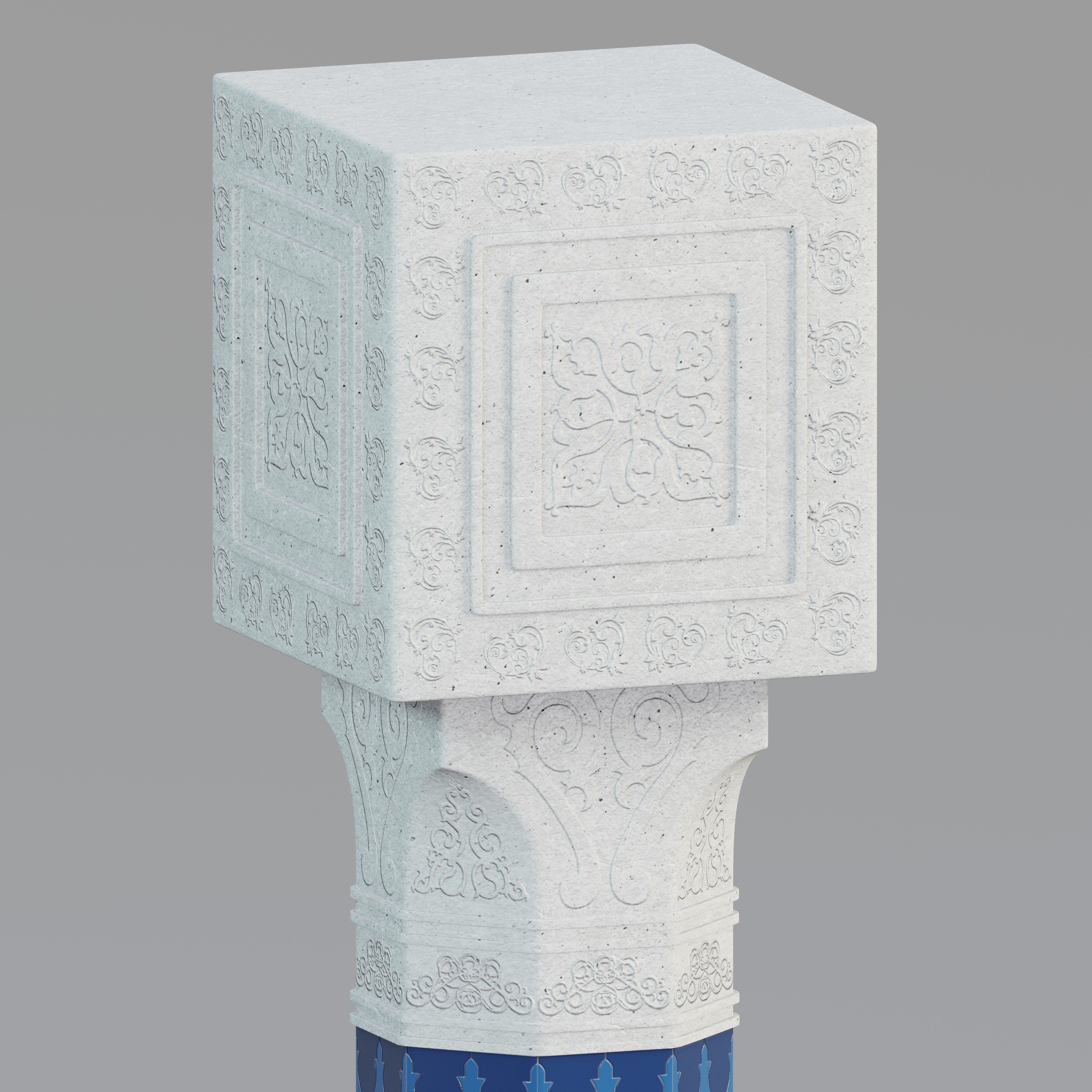 Moroccan tiled pillar 3D model_2