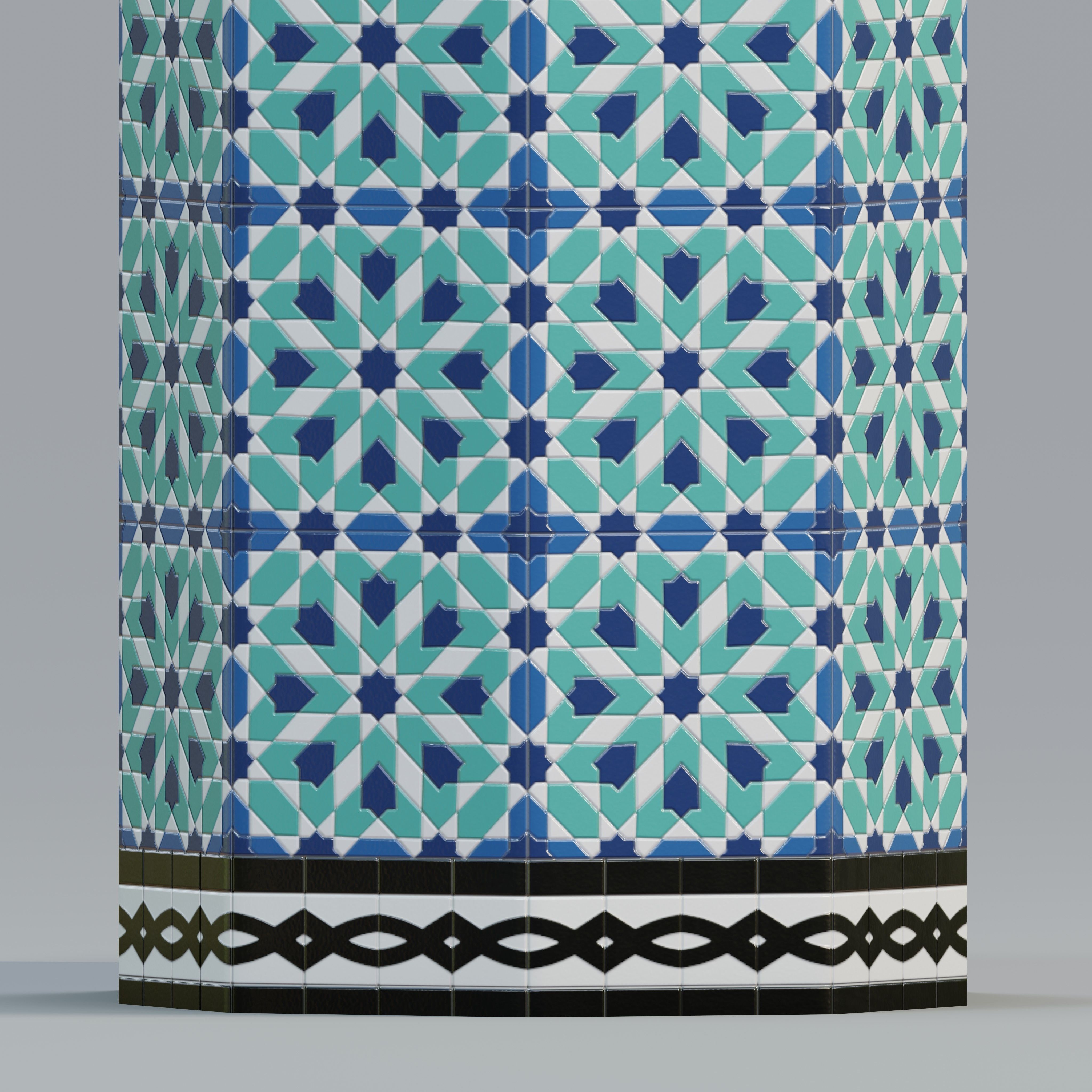 Moroccan tiled pillar 3D model_4