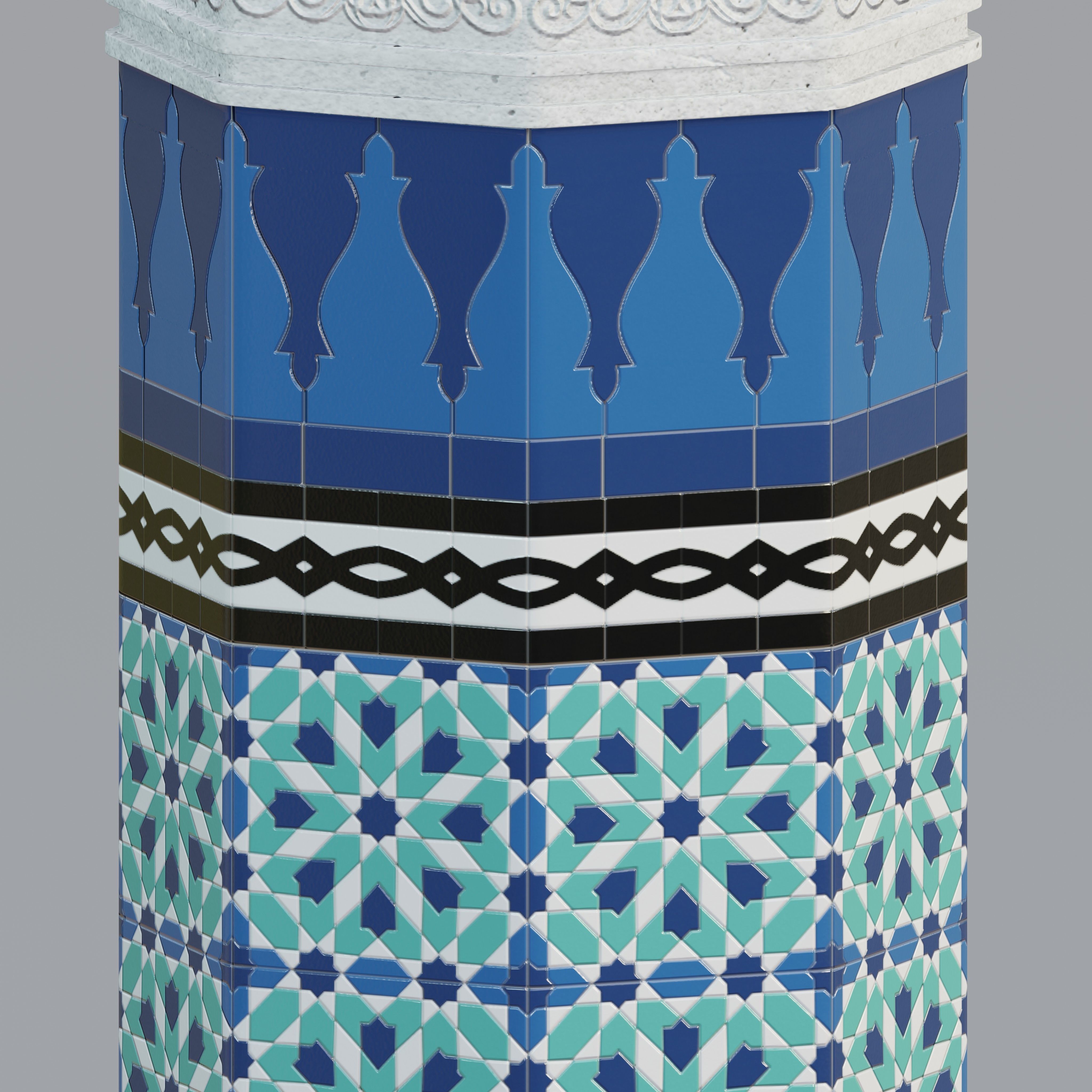 Moroccan tiled pillar 3D model_3