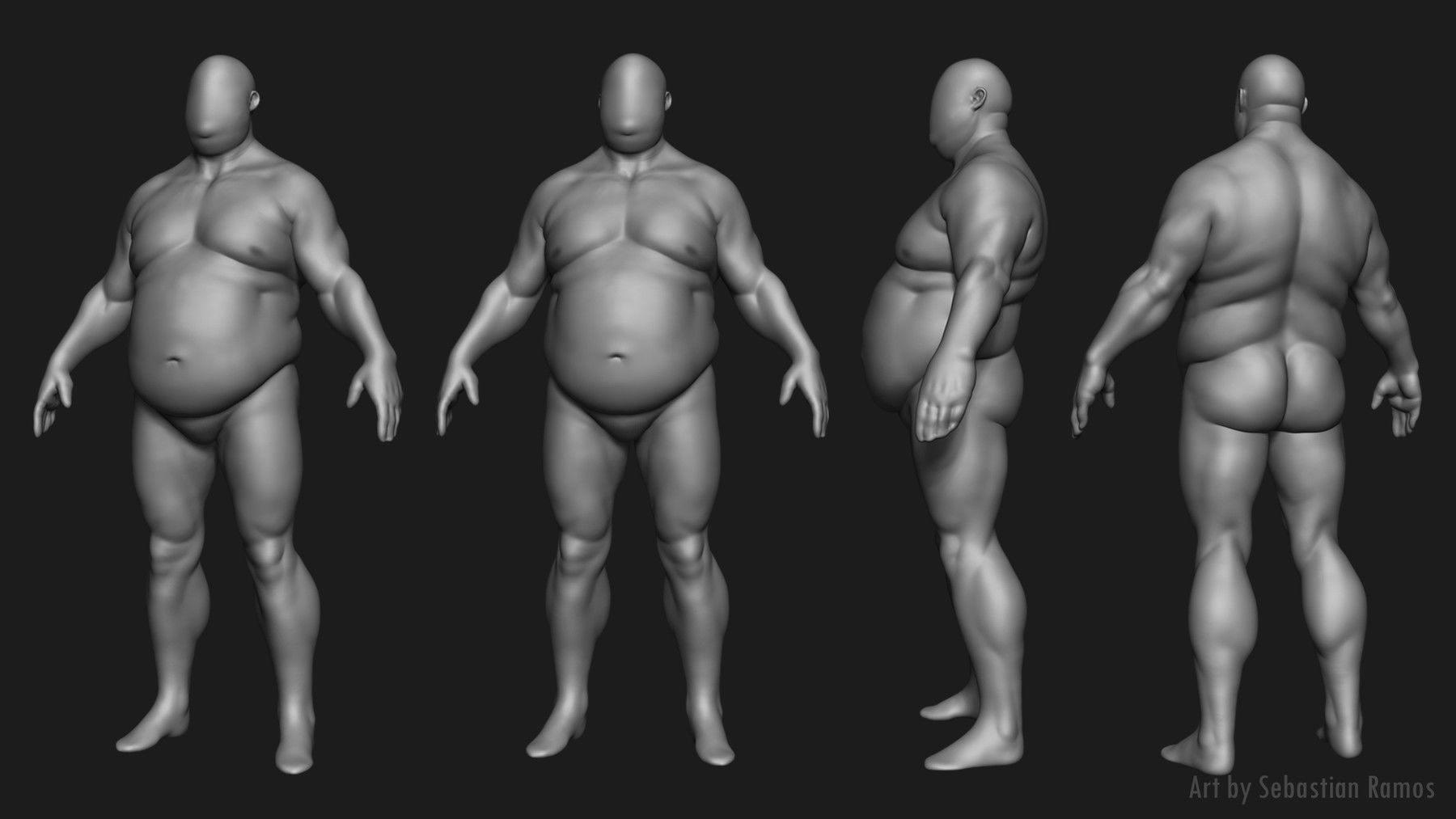 Basemesh Fat Male 3D model_1