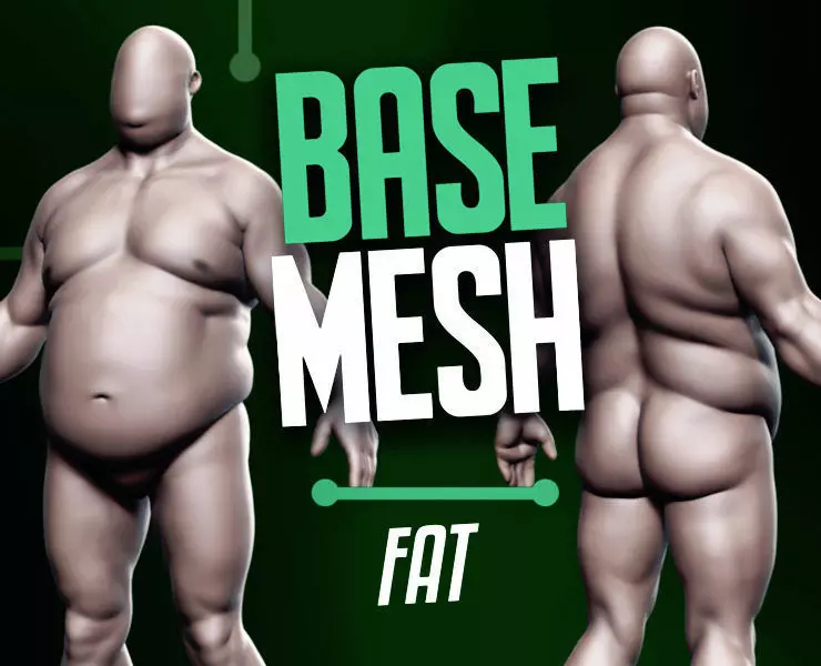 Basemesh Fat Male 3D model_0