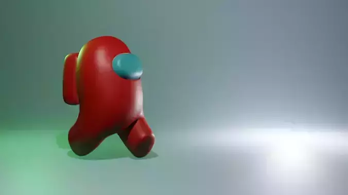 Among Us Red Impostor Animated Rig Low-poly 3D model