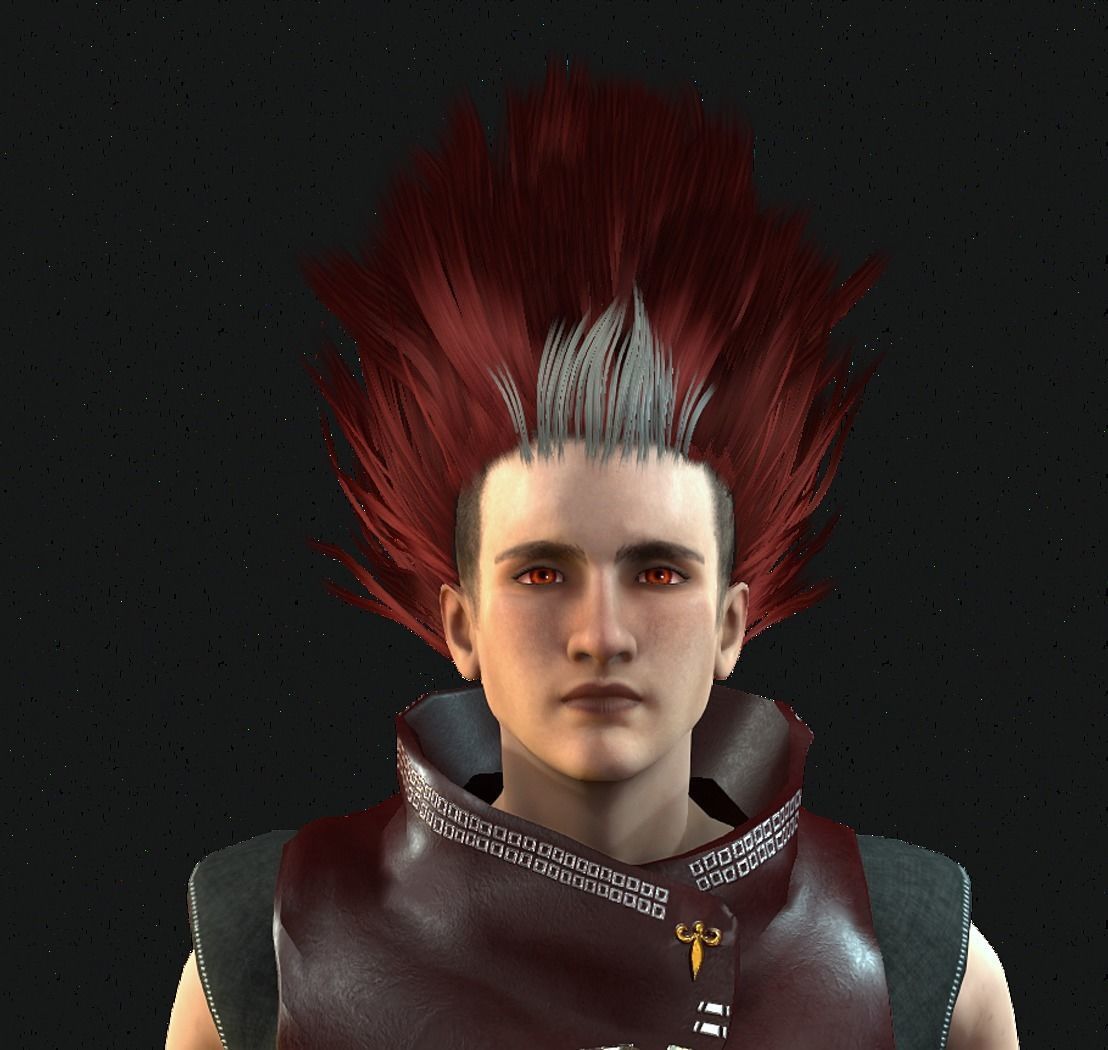 NeZha Hairstyles Low-poly 3D model_3