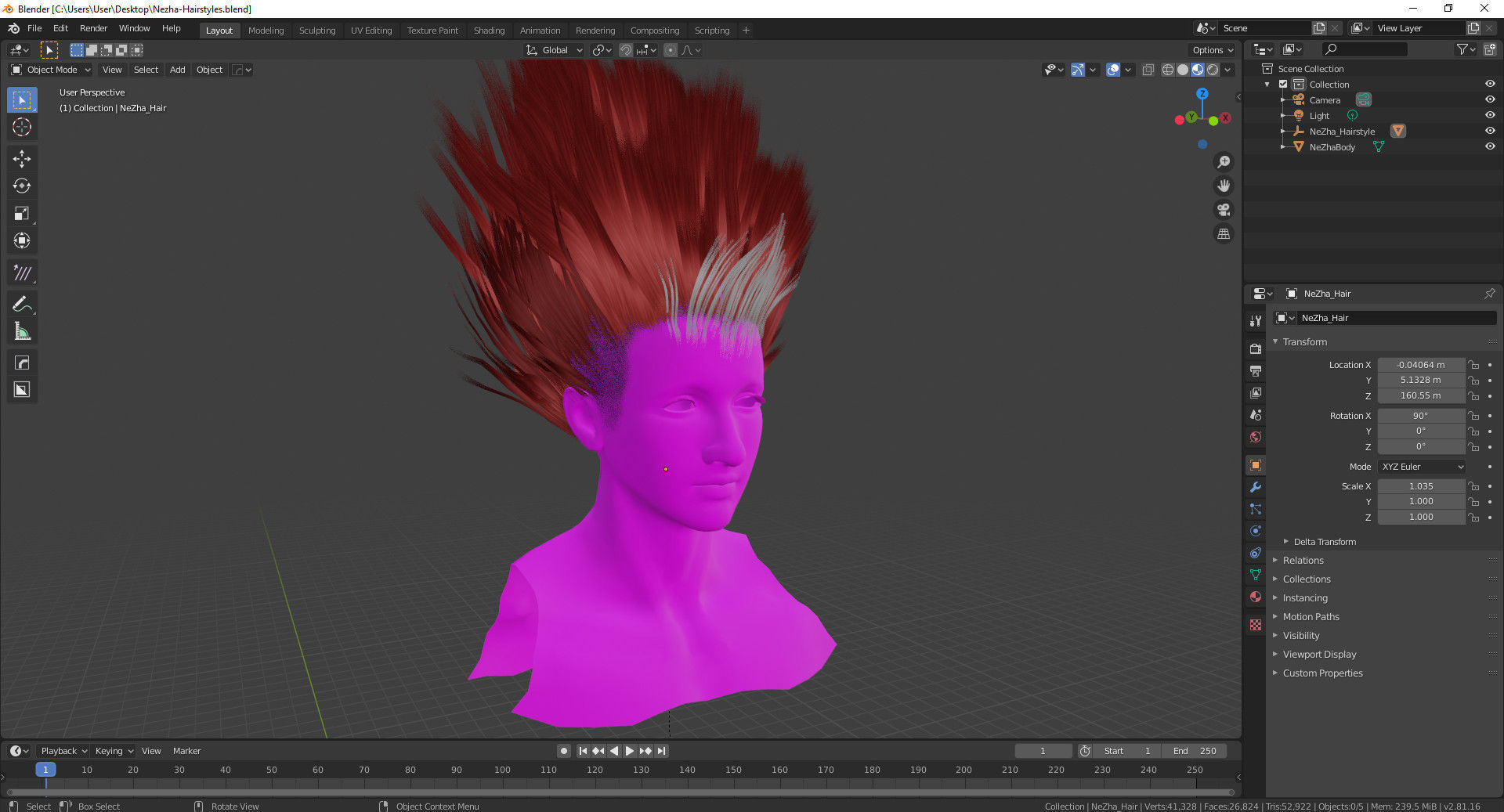 NeZha Hairstyles Low-poly 3D model_1