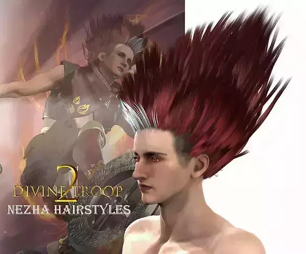 NeZha Hairstyles Low-poly 3D model