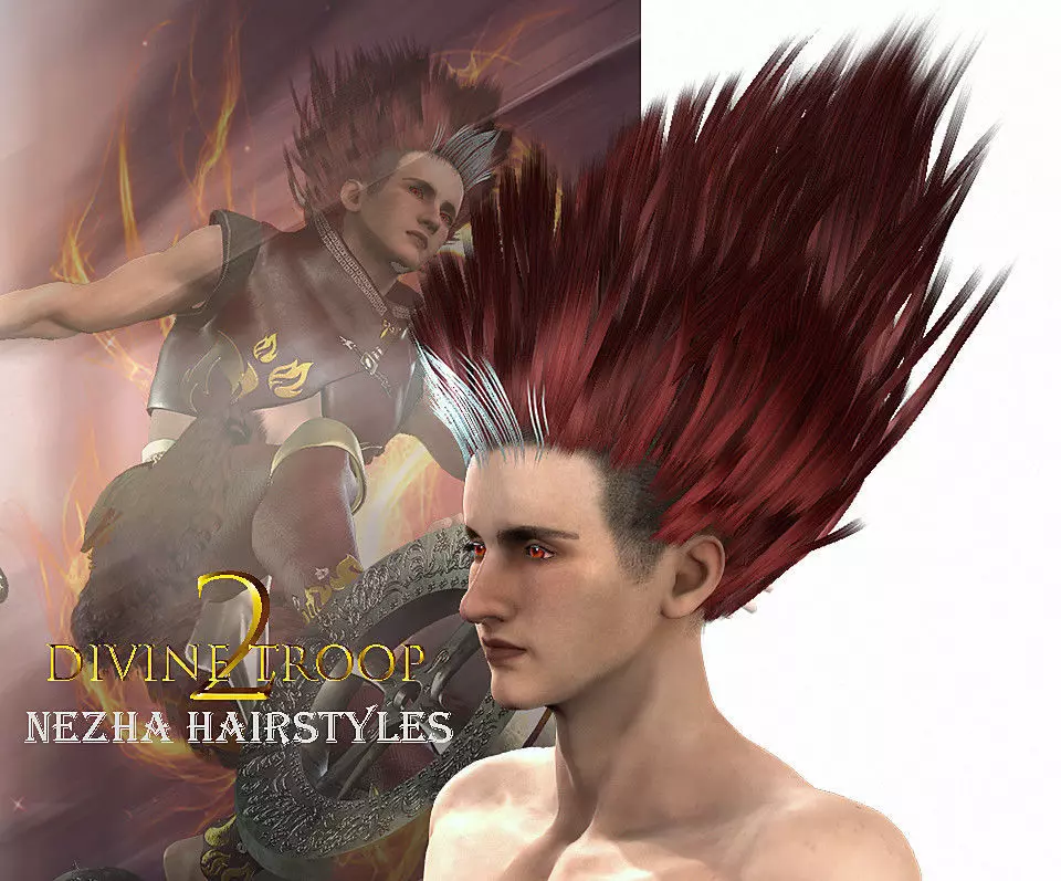 NeZha Hairstyles Low-poly 3D model_0
