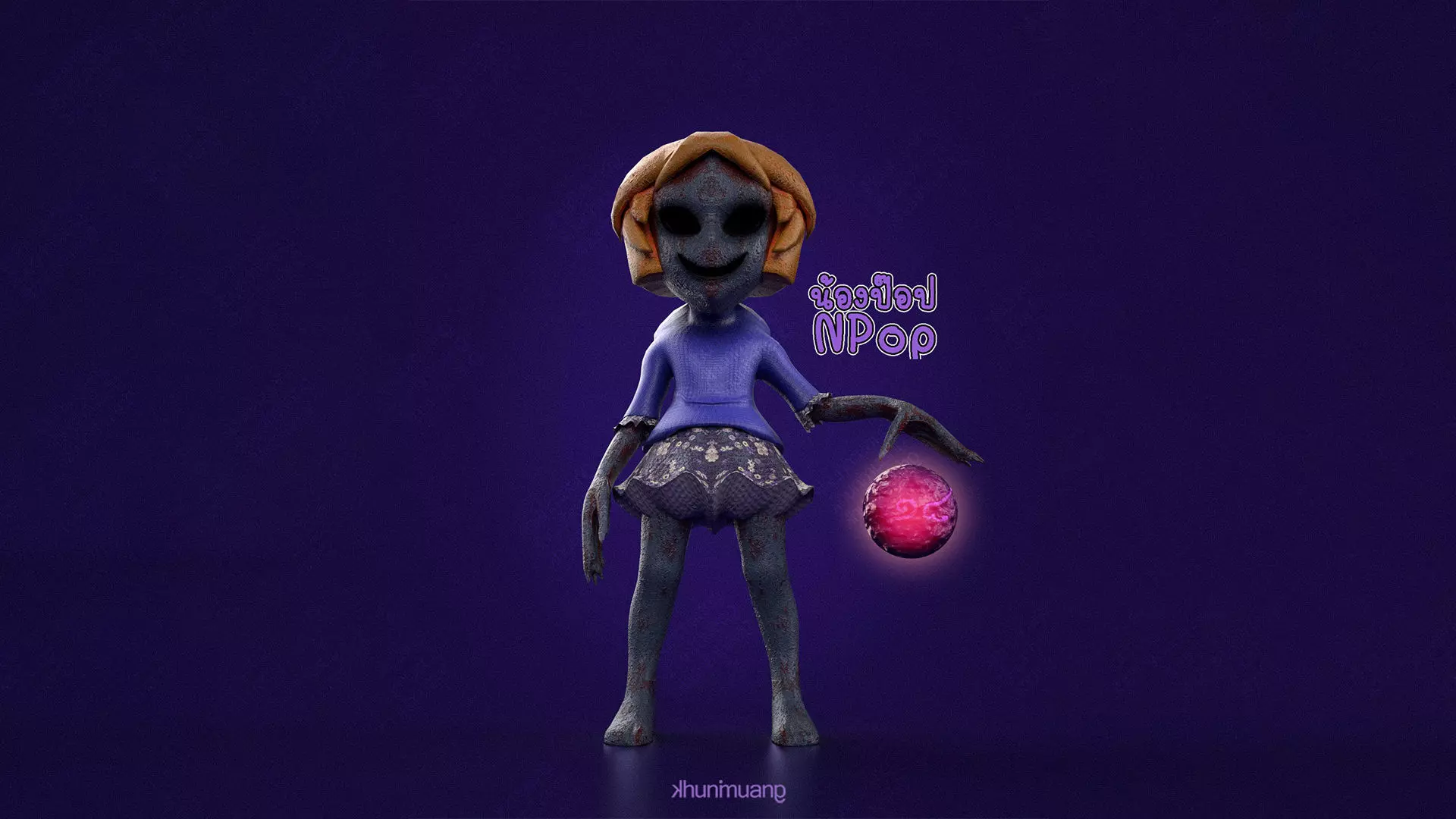 Ghost character The original is an ogre Low-poly 3D model_0