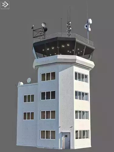 Air Port Tower Low-poly 3D model
