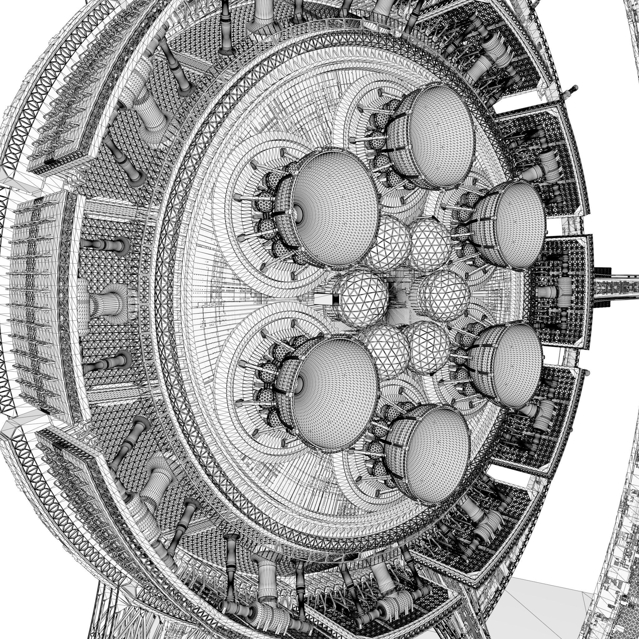 High Detail Orbital Centrifuge Station - C4D Octane 3D model_2