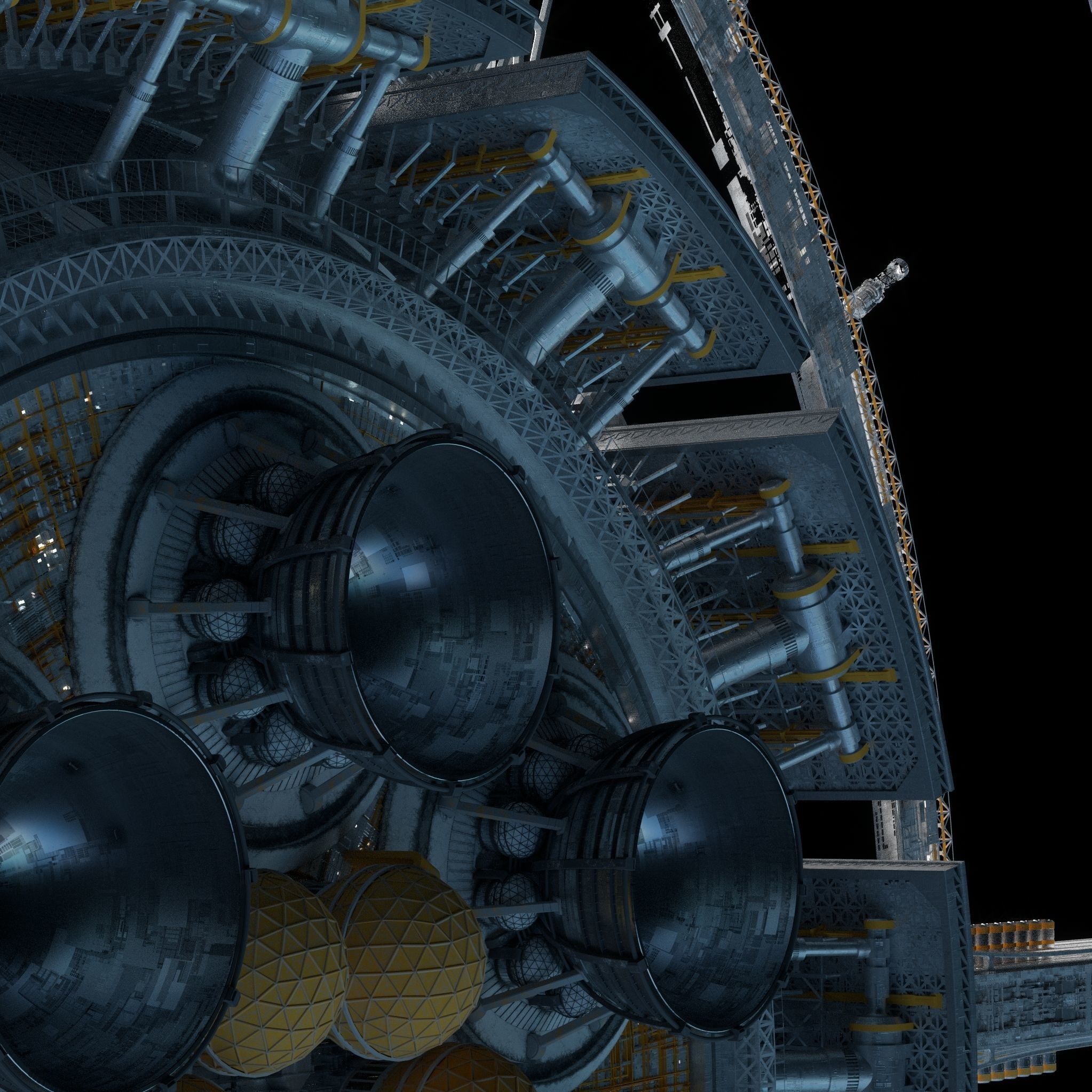 High Detail Orbital Centrifuge Station - C4D Octane 3D model_6