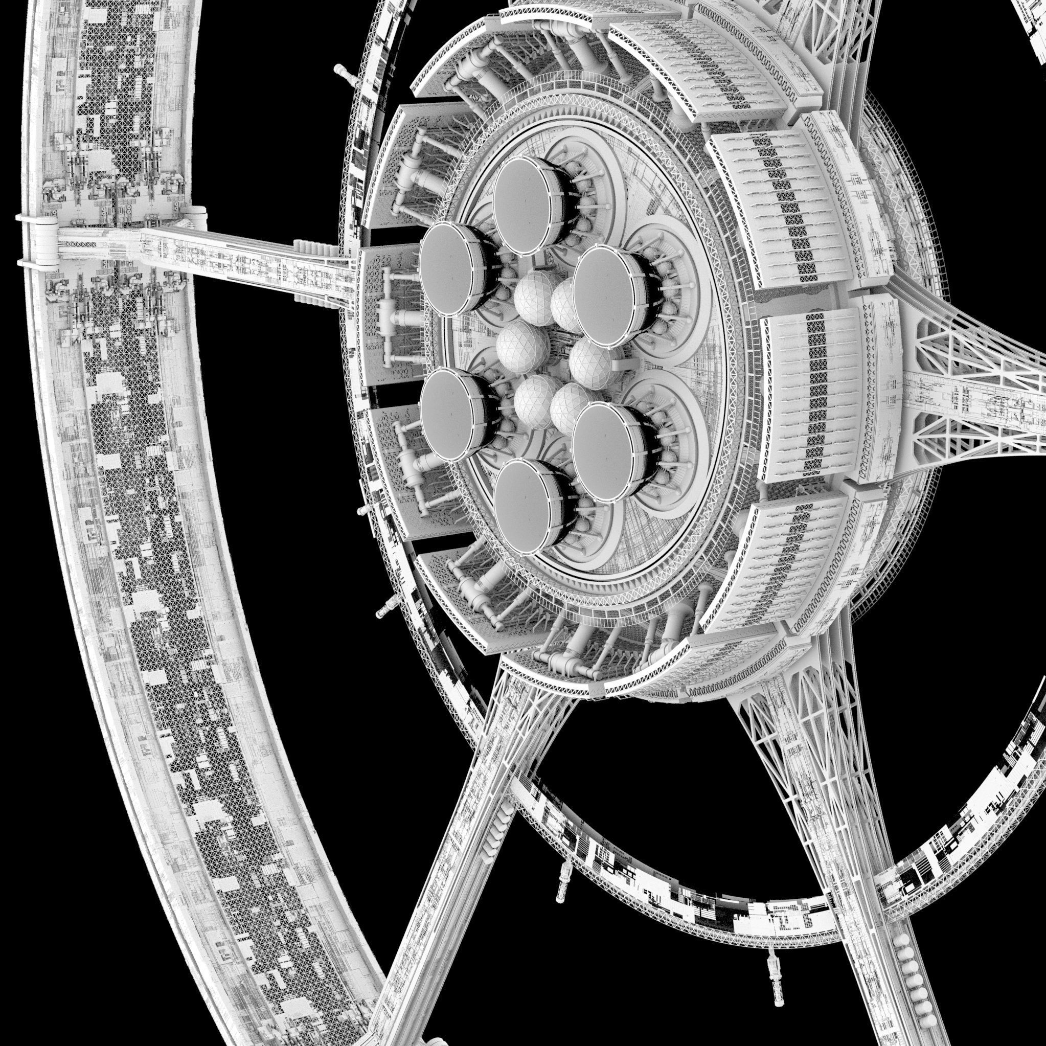 High Detail Orbital Centrifuge Station - C4D Octane 3D model_10