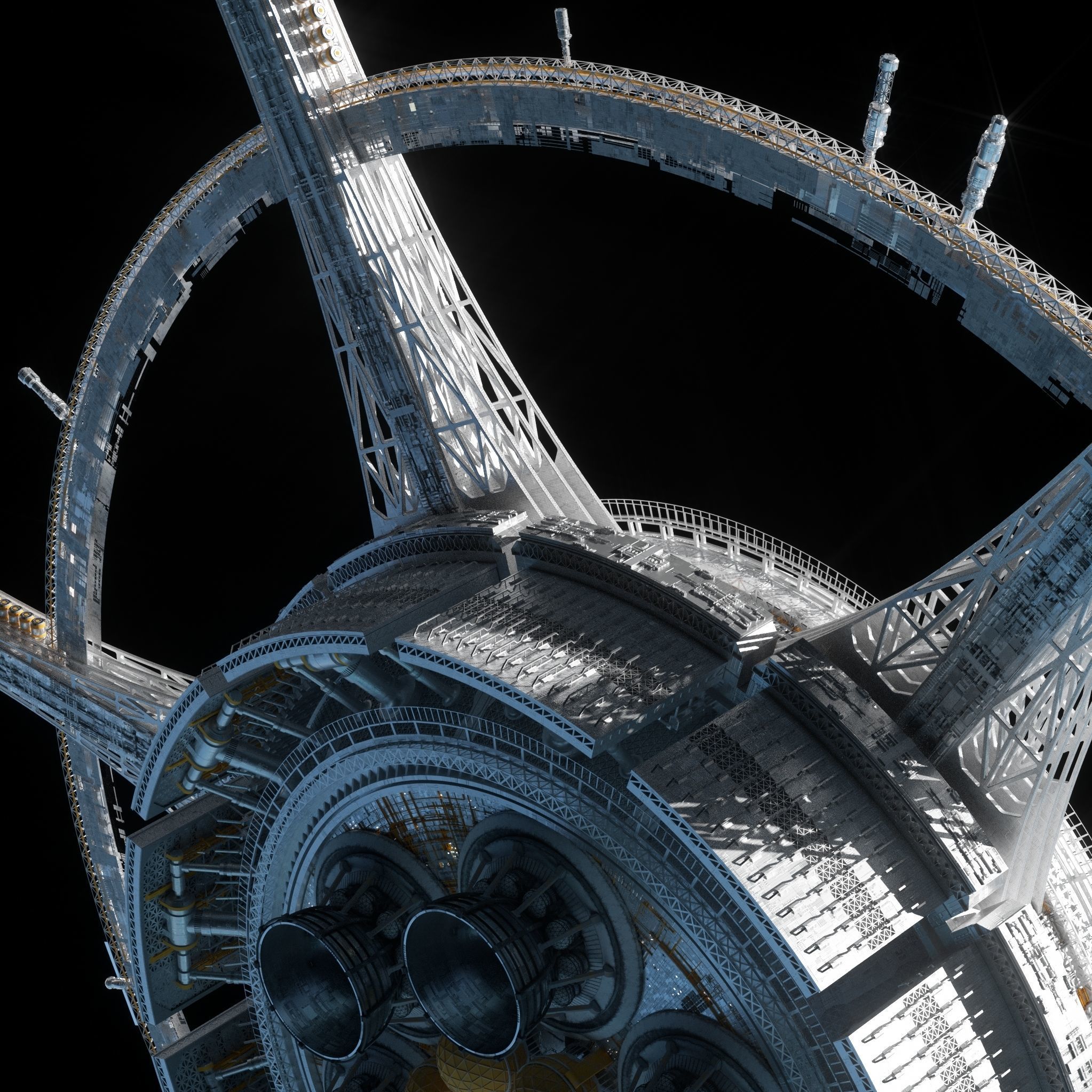 High Detail Orbital Centrifuge Station - C4D Octane 3D model_5