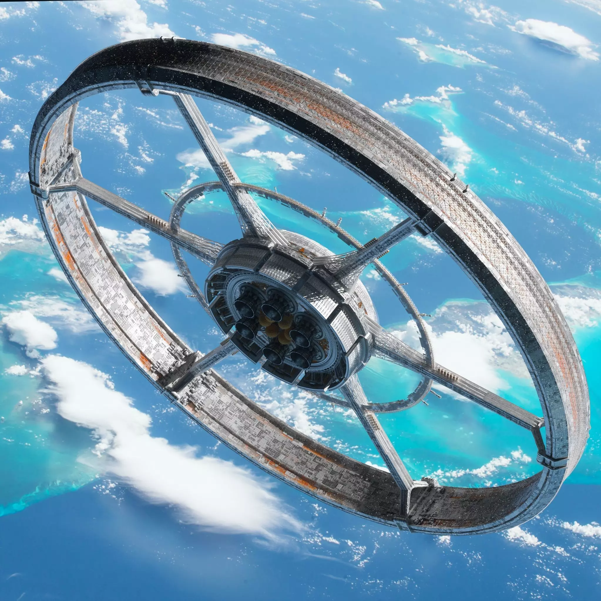 High Detail Orbital Centrifuge Station - C4D Octane 3D model_0