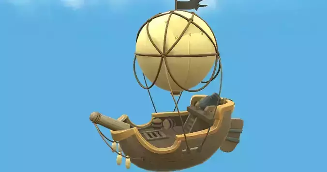 Balloon Boat Dark Low-poly 3D model