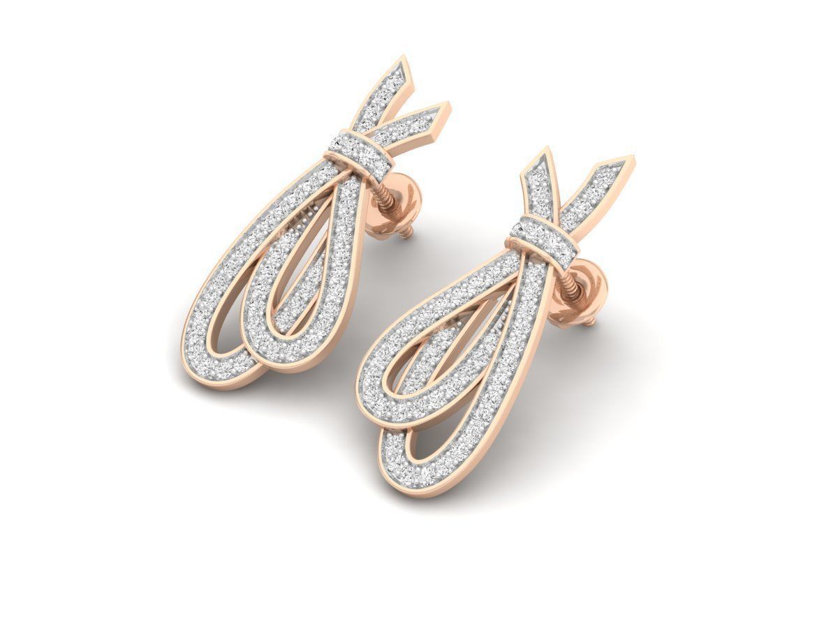 Diamond earrings for woman 3D print model_6
