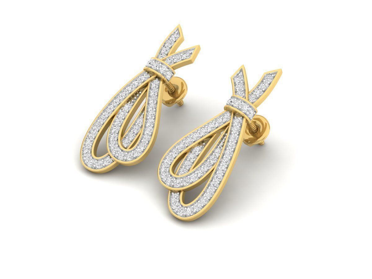 Diamond earrings for woman 3D print model_7