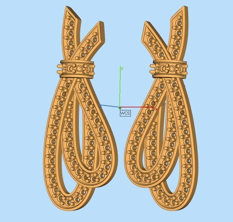 Diamond earrings for woman 3D print model_10
