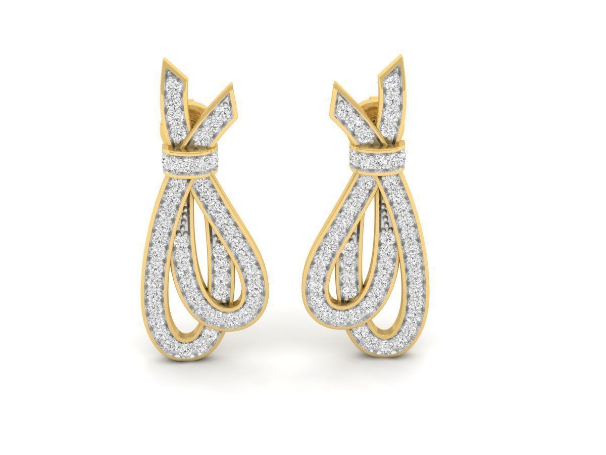 Diamond earrings for woman 3D print model_4