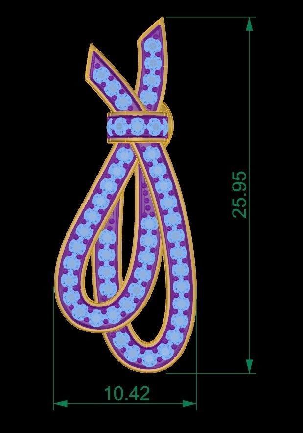 Diamond earrings for woman 3D print model_9