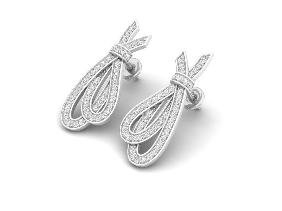 Diamond earrings for woman 3D print model_8
